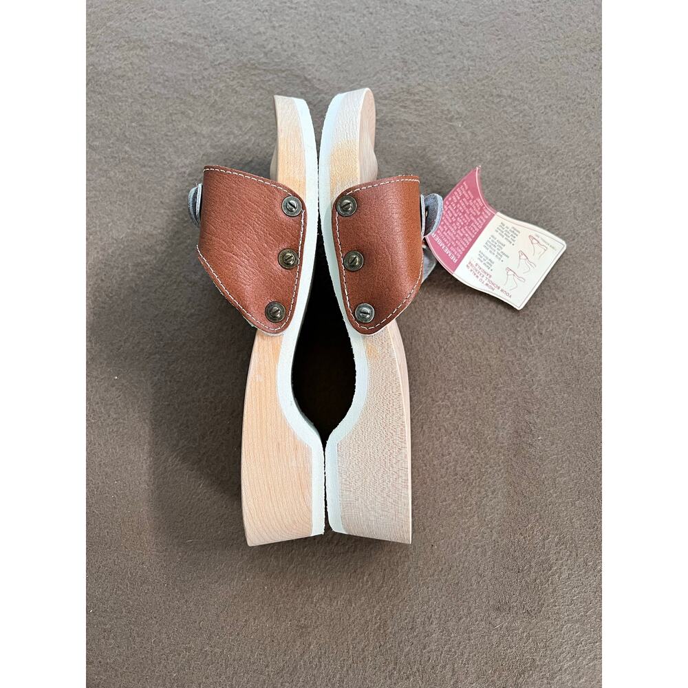 Dr. Scholl's "Old Stock" Vintage Brand New Wooden White Leather Sandals Size 8 - Picture 3 of 8